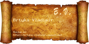 Brtyka Vladimir névjegykártya